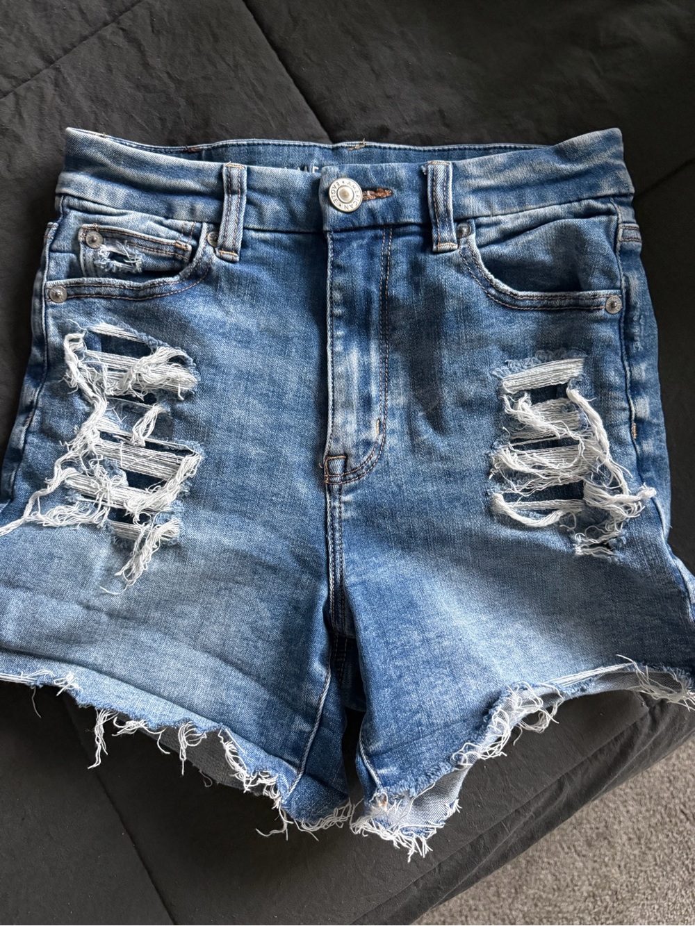 American Eagle Outfitters Distressed Light Blue Denim Shorts
